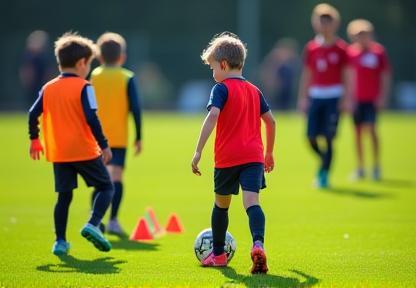 Young players participating in a football academy training session