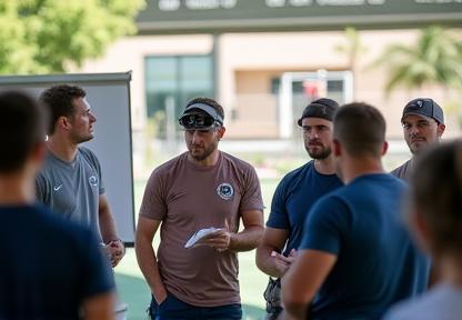 Football coaches participating in a training course