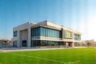 Modern football training facility exterior